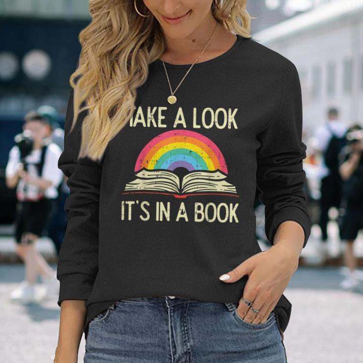 Take A Look Its In A Book Vintage Reading Bookworm Librarian Long Sleeve T-Shirt Gifts for Her