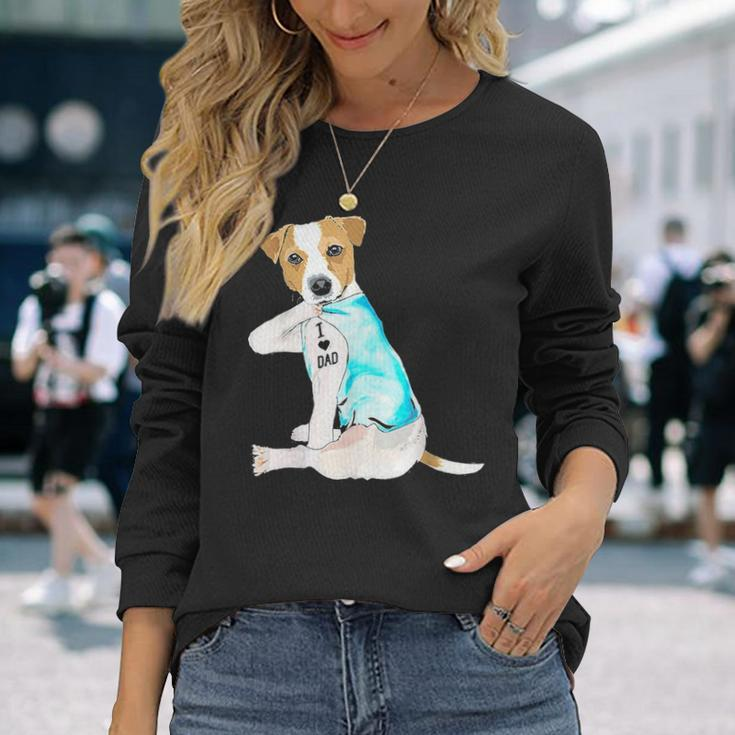 I Love Dad Tattoo Jack Russell Terrier Dad Tattooed Long Sleeve T-Shirt Gifts for Her