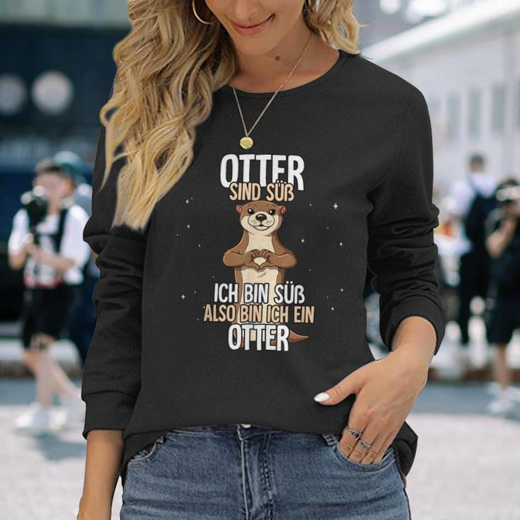 Lustiges Otter Langarmshirts: Ich Bin Süß, Also Bin Ich Ein Otter - Schwarz Geschenke für Sie