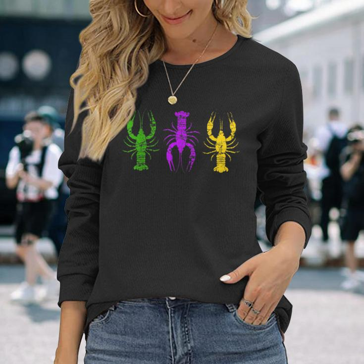 Mardi Gras Crawfish Jester Hat Bead New Orleans Long Sleeve T-Shirt Gifts for Her