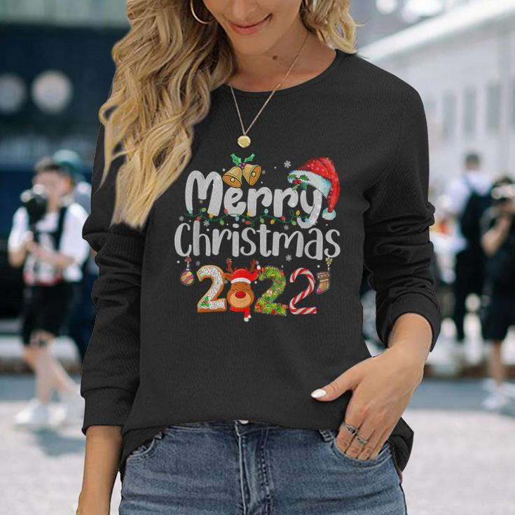 Merry Christmas 2022 Family Xmas Ball Light Garden Reindeer Men Women Long Sleeve T-shirt Graphic Print Unisex Gifts for Her