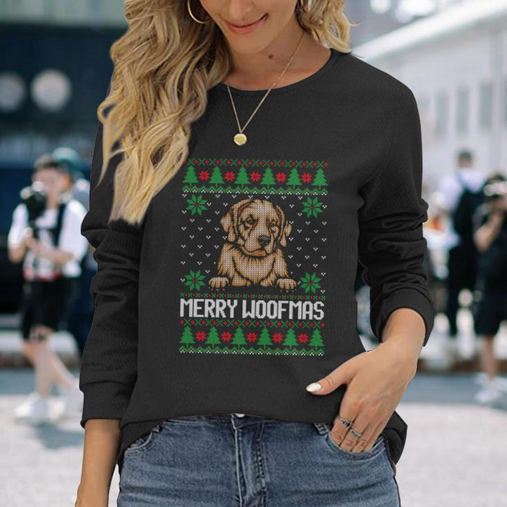 Merry Woofmas Ugly Christmas Sweater Long Sleeve T-Shirt Gifts for Her