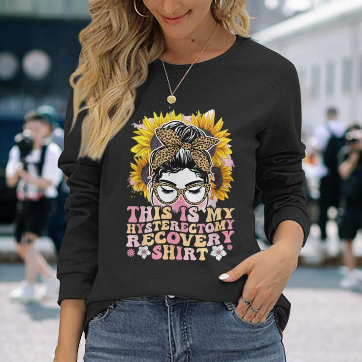 Messy Bun Uterus Support Hysterectomy Recovery Products Long Sleeve T-Shirt T-Shirt Gifts for Her