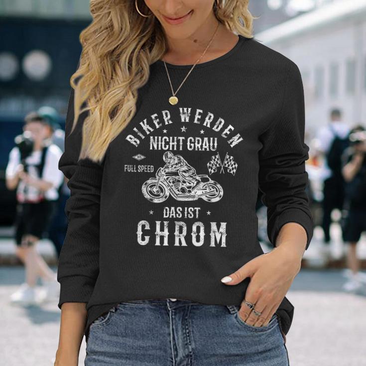 Motorrad Fahren Geburtstag Geschenk Biker Chrom Long Sleeve T-Shirt Geschenke für Sie