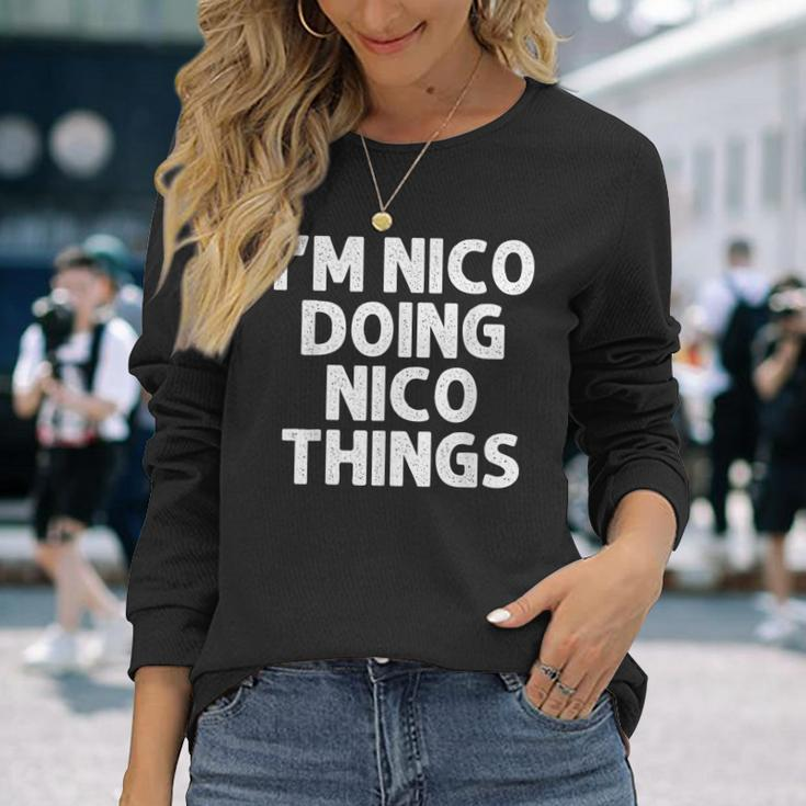 Nico Doing Name Things Personalized Joke Men Long Sleeve T-Shirt Gifts for Her