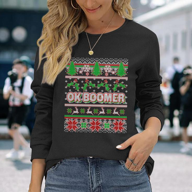 Ok Boomer Ugly Christmas Long Sleeve T-Shirt Gifts for Her