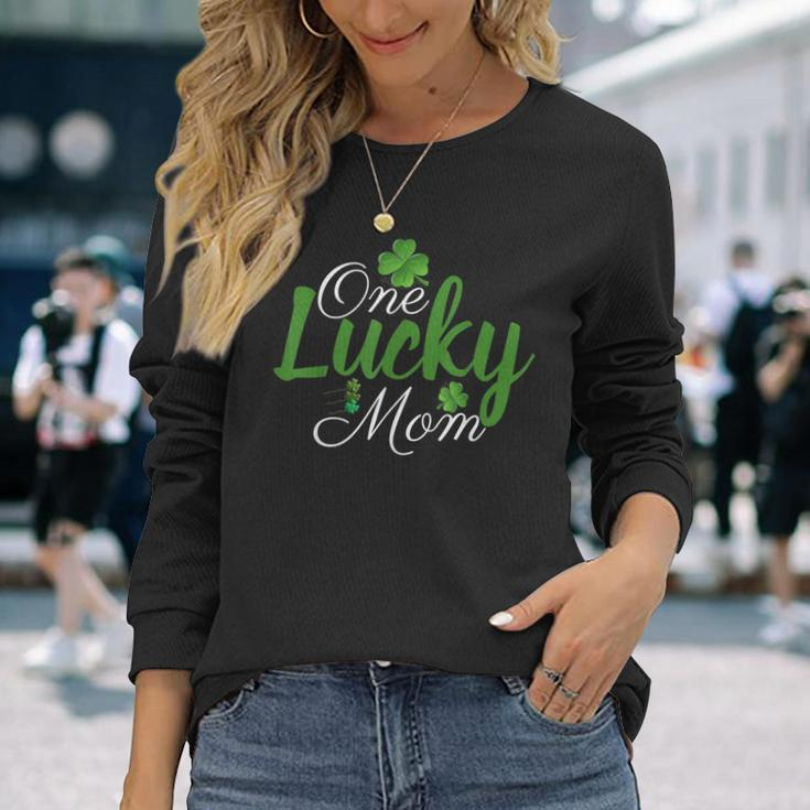 One Lucky Mom Shamrock Mom Life St Patricks Day Long Sleeve T-Shirt Gifts for Her