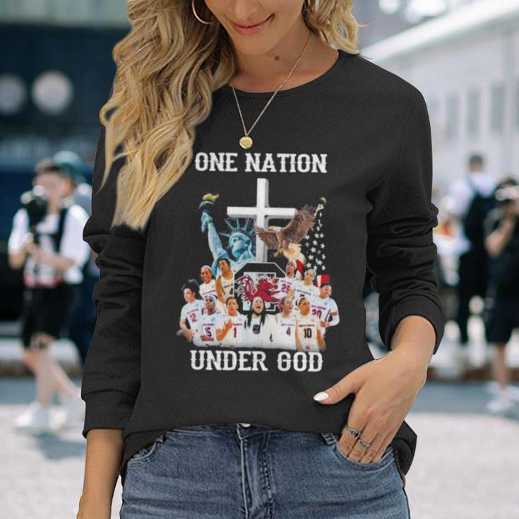 One Nation South Carolina Gamecocks Under God Long Sleeve T-Shirt T-Shirt Gifts for Her