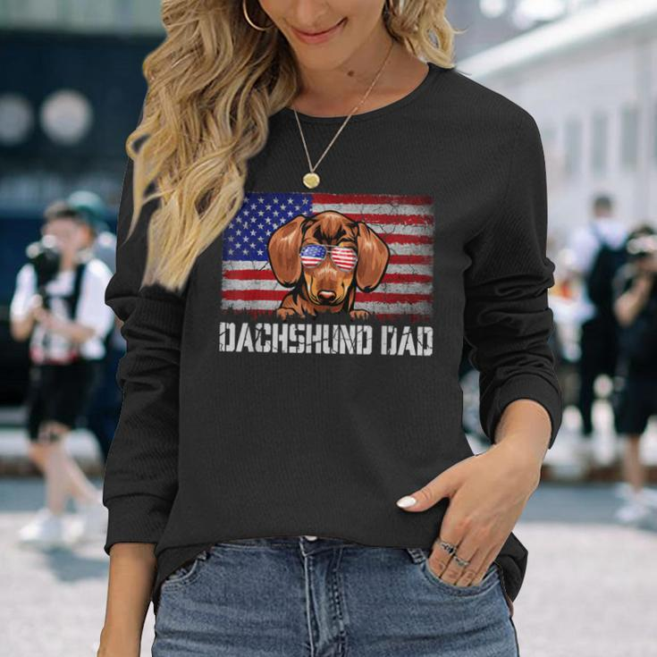 Patriotic Dachshund Dad American Flag 4Th Of July Bbmmkr Long Sleeve T-Shirt T-Shirt Gifts for Her