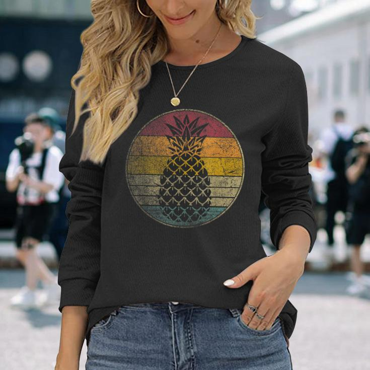 Pineapple Fruit Retro Style Vintage 70S 80S 90S Long Sleeve T-Shirt Gifts for Her