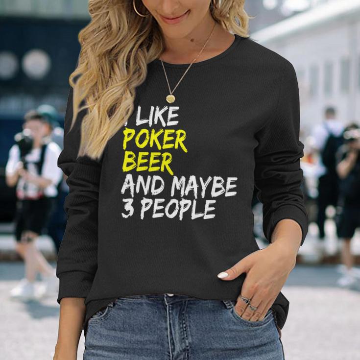 Pokerkarten Spruch Pokerrunde I Like Beer Poker Langarmshirts Geschenke für Sie