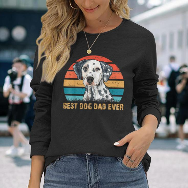 Quote Best Dog Dad Ever Vintage Dalmatian Lover Long Sleeve T-Shirt Gifts for Her