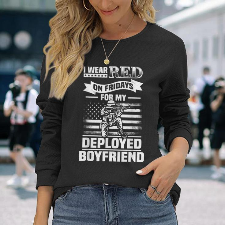 Red Friday Military Girlfriend Deployed Patriotic Long Sleeve T-Shirt Gifts for Her