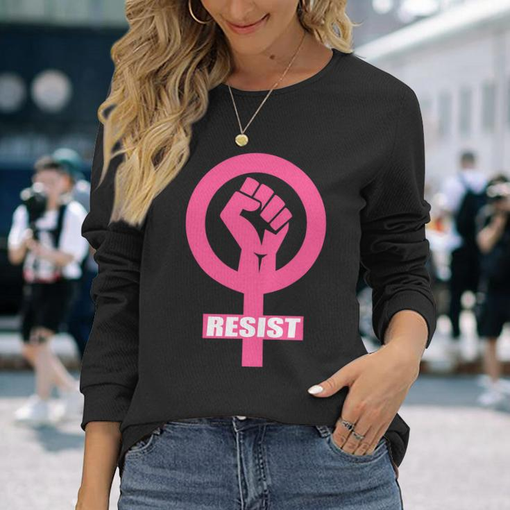 Resist Fist Rights Logo Anti Trump Protest Long Sleeve T-Shirt Gifts for Her