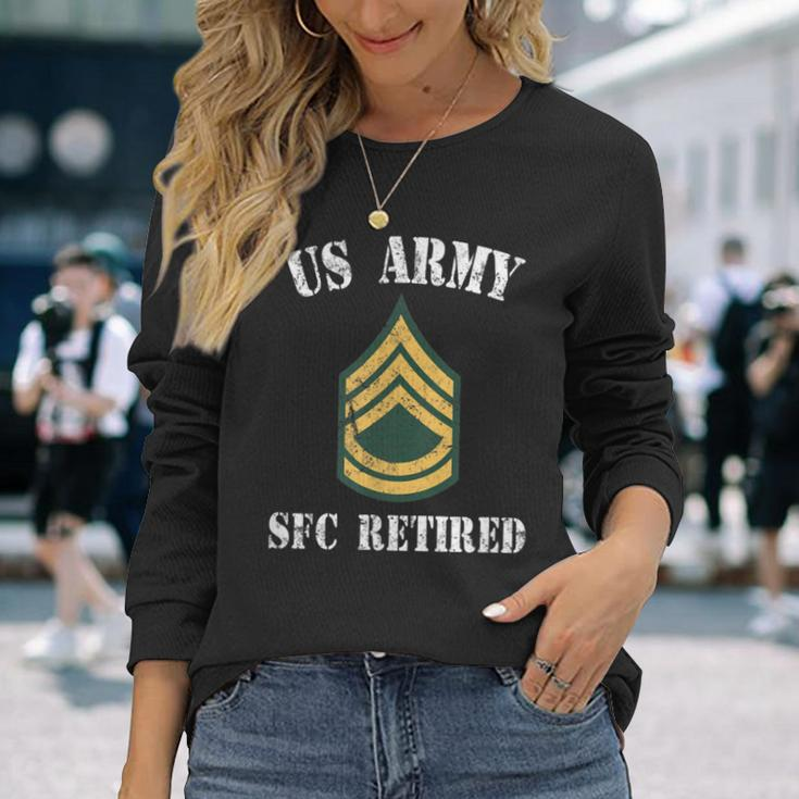 Retired Army Sergeant First Class Military Veteran Men Women Long Sleeve T-shirt Graphic Print Unisex Gifts for Her