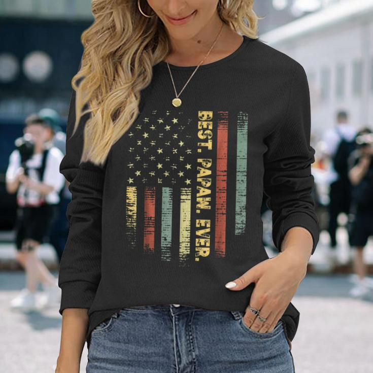 Retro Best Papaw Ever Vintage American Flag For Dad Long Sleeve T-Shirt T-Shirt Gifts for Her