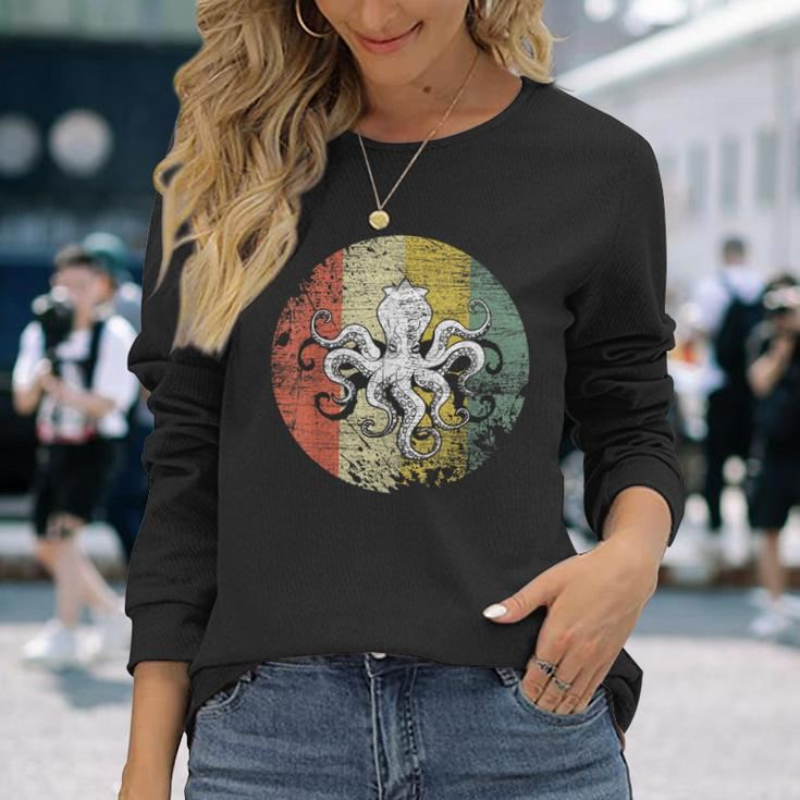 Retro Octopus Men Women Long Sleeve T-shirt Graphic Print Unisex Gifts for Her