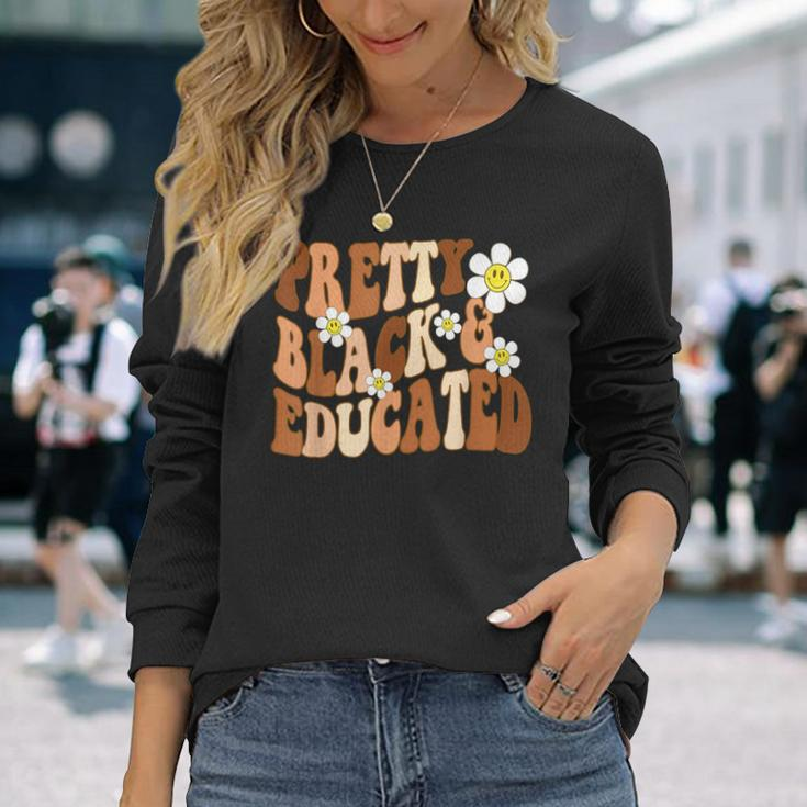 Retro Pretty Black And Educated I Am The Strong African Long Sleeve T-Shirt Gifts for Her