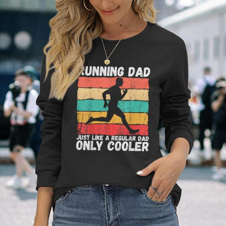 Retro Running Dad Runner Marathon Athlete Humor Outfit Long Sleeve T-Shirt Gifts for Her