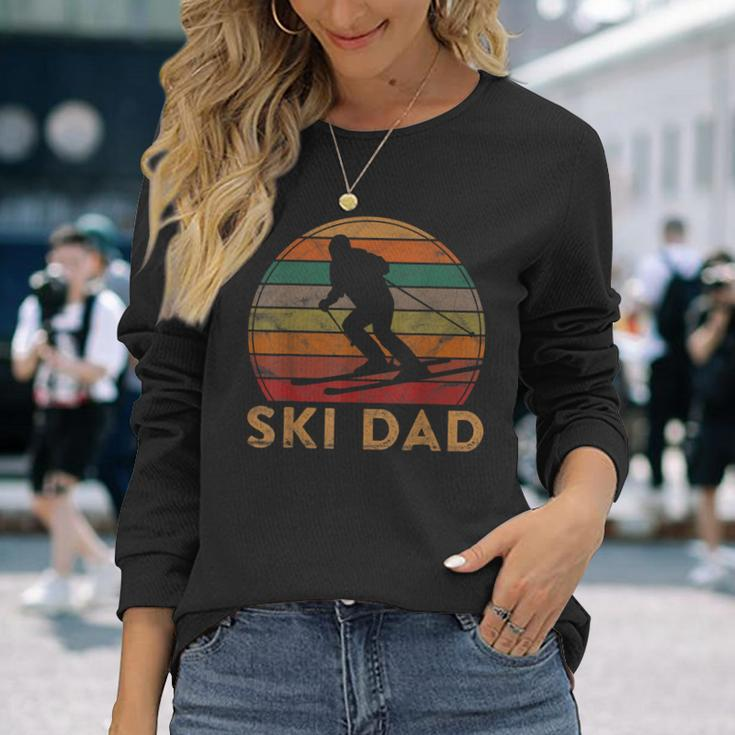 Retro Ski Dad Sunset Winter Skiing Daddy Father Skier Long Sleeve T-Shirt Gifts for Her
