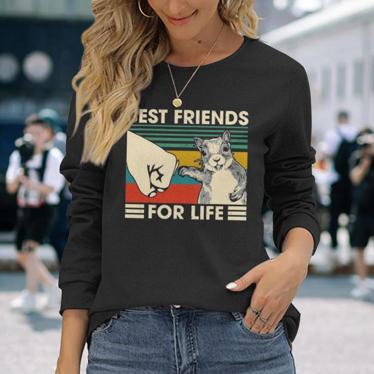Retro Vintage Squirrel Best Friend For Life Fist Bump V2 Long Sleeve T-Shirt Gifts for Her