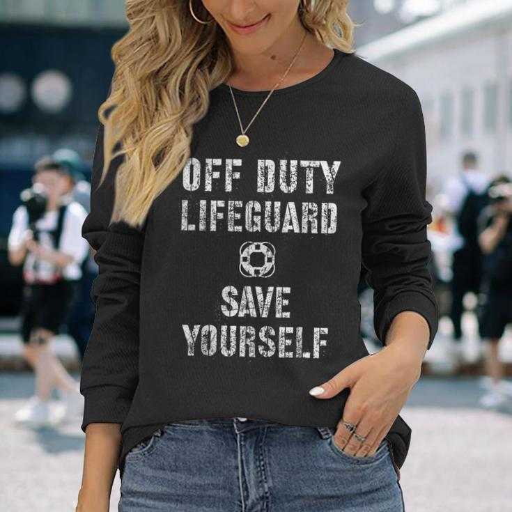 Save Yourself Lifeguard Swimming Pool Guard Off Duty Long Sleeve T-Shirt T-Shirt Gifts for Her
