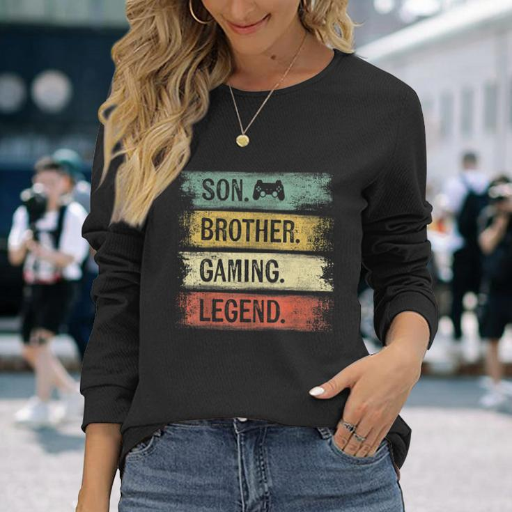 Son Brother Gaming Legend Vintage For Gamer Teen Boys Long Sleeve T-Shirt Gifts for Her
