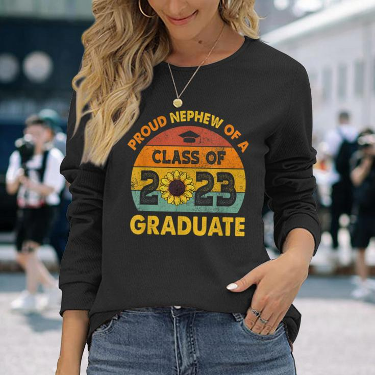 Sonnenblume Senior Proud Neffe Klasse 2023 Graduate Vintage Langarmshirts Geschenke für Sie