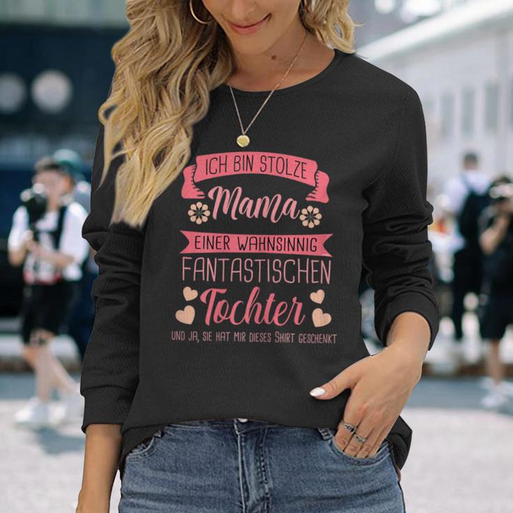 Stolze Mama von Tochter Damen Langarmshirts, Mutter-Eltern Spruch Tee Geschenke für Sie