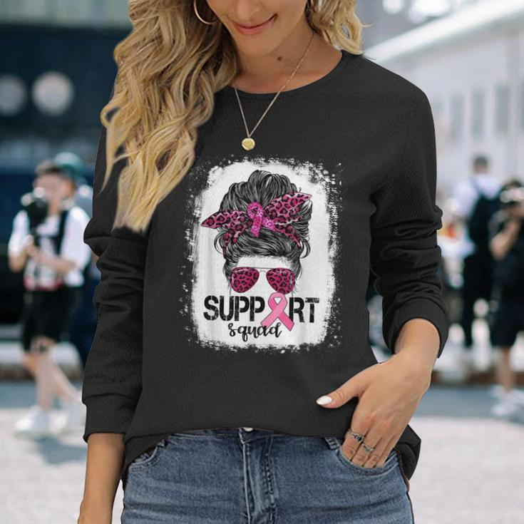 Support Squad Messy Bun Pink Warrior Breast Cancer Awareness V2 Long Sleeve T-Shirt T-Shirt Gifts for Her