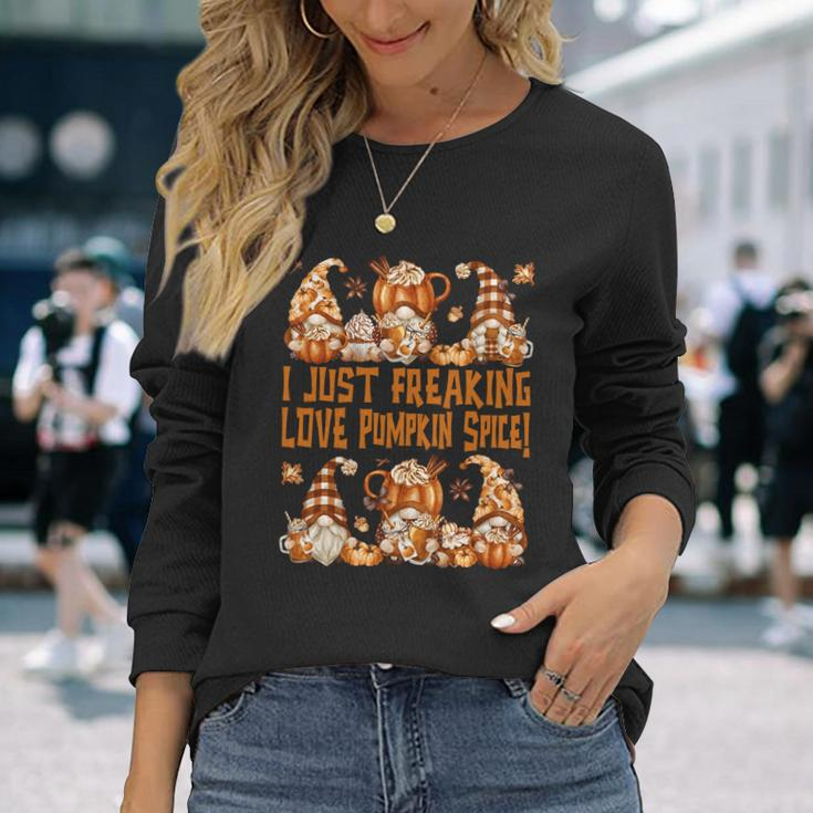 Thanksgiving Gnome Freaking Loves Pumpkin Spice Long Sleeve T-Shirt Gifts for Her