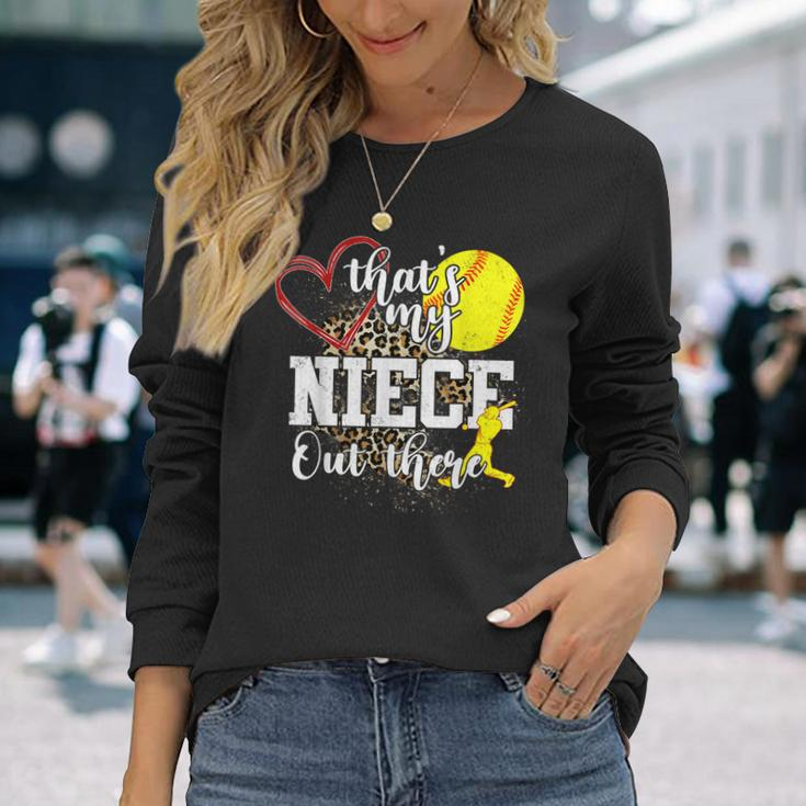 Thats My Niece Out There Softball Auntie Uncle Long Sleeve T-Shirt T-Shirt Gifts for Her