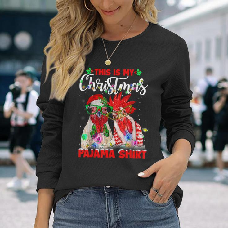 This Is My Christmas Pajama Chicken Lover Xmas Light Holiday Men Women Long Sleeve T-shirt Graphic Print Unisex Gifts for Her