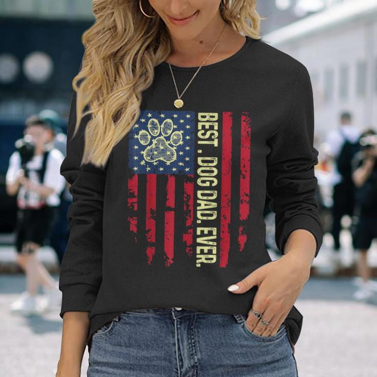 United States Usa Flag Best Dog Dad Ever Dad On Fathers Day Long Sleeve T-Shirt T-Shirt Gifts for Her