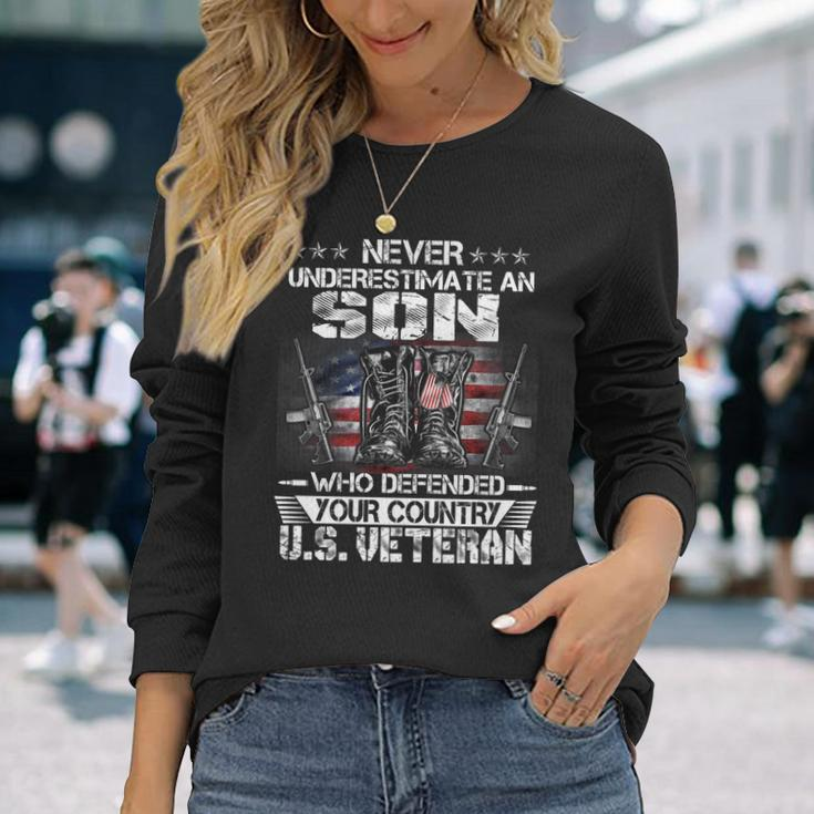 Us Veteran Son Veterans Day Us Patriot Patriotic Long Sleeve T-Shirt Gifts for Her