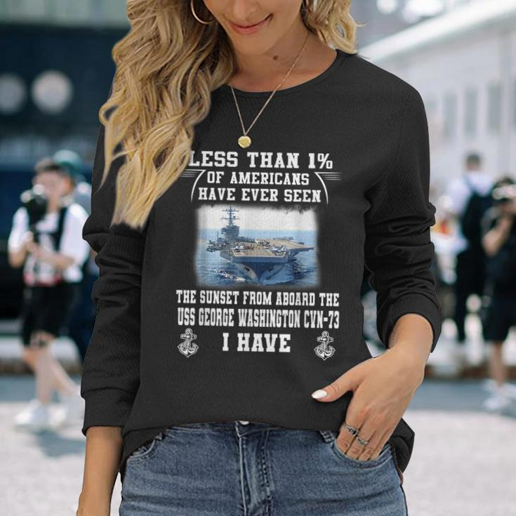 Uss George Washington Cvn-73 Aircraft Carrier Long Sleeve T-Shirt Gifts for Her