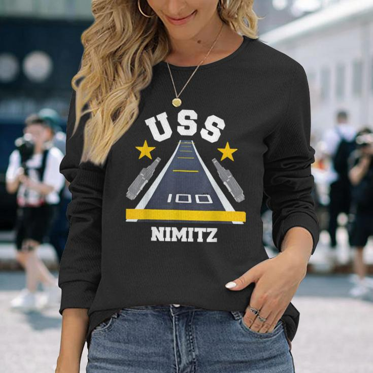 Uss Nimitz Aircraft Carrier Military Veteran Long Sleeve T-Shirt Gifts for Her