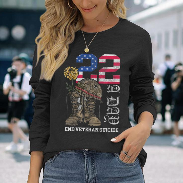 Veteran 22 A Day Take Their Lives End Veteran Suicide Long Sleeve T-Shirt Gifts for Her