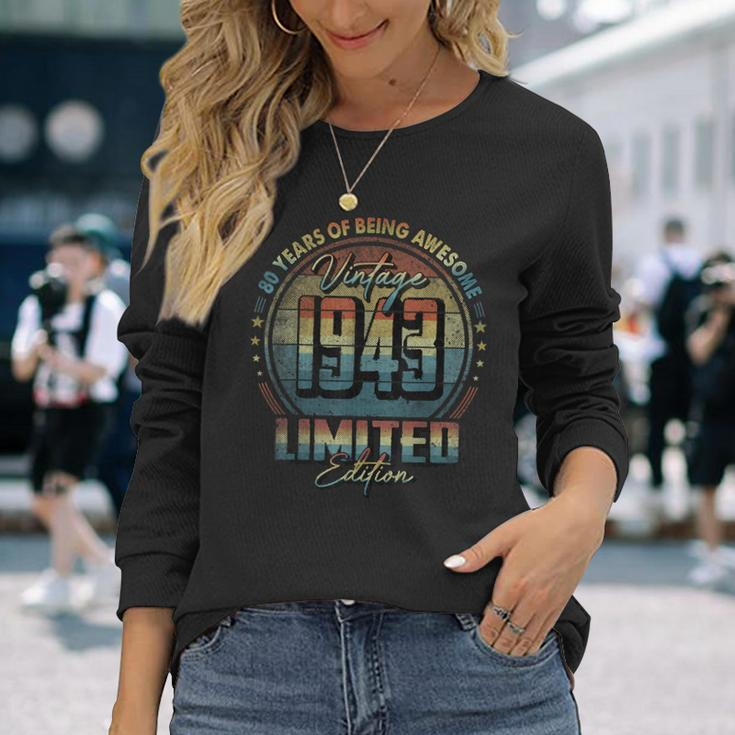 Vintage 1943 Limited Edition 80 Year Old 80Th Birthday Long Sleeve T-Shirt T-Shirt Gifts for Her