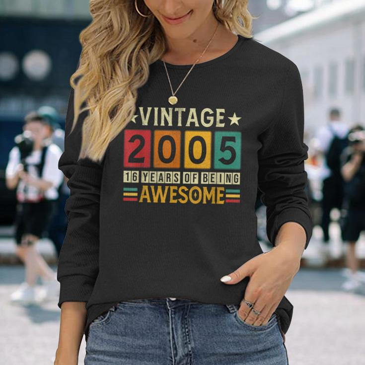 Vintage 2005 18Th Birthday Made In 2005 18 Years Old Long Sleeve T-Shirt Gifts for Her