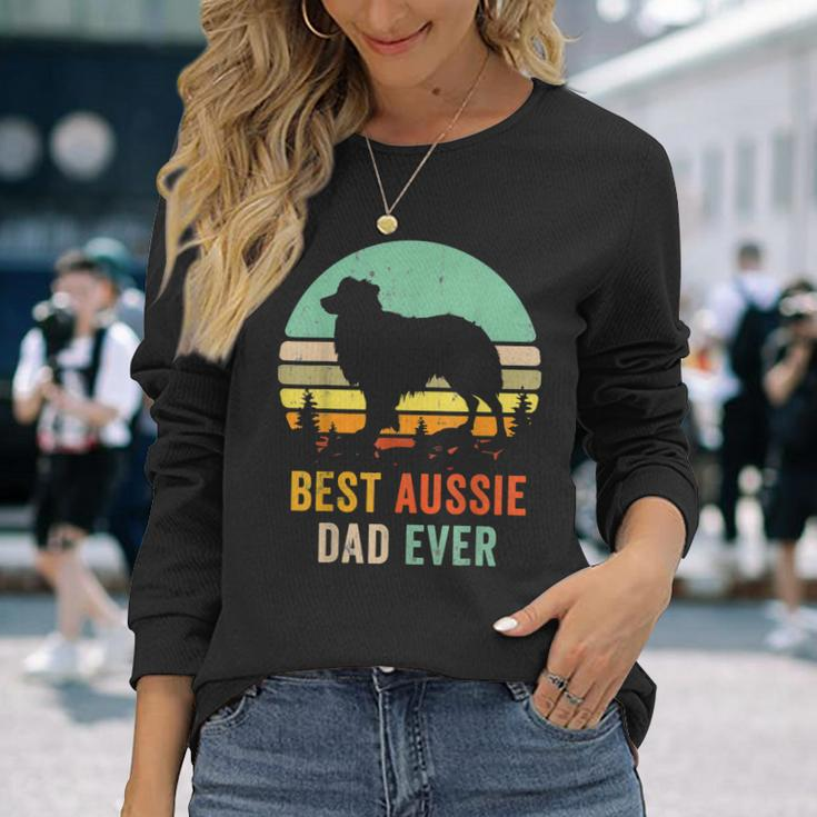 Vintage Aussie Shepherd Papa Best Dad Ever Aussie V2 Long Sleeve T-Shirt Gifts for Her