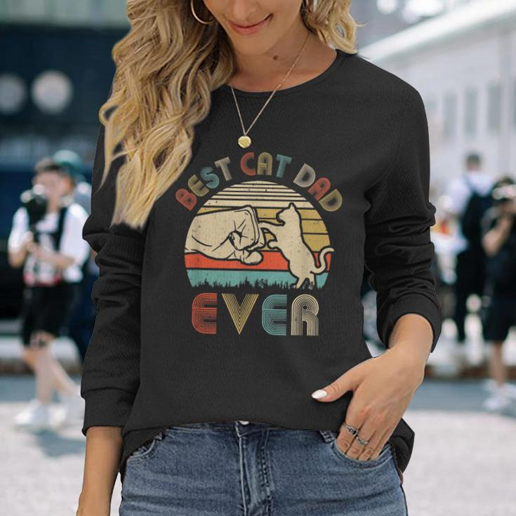Vintage Best Cat Dad Ever Bump Fit Dat Long Sleeve T-Shirt Gifts for Her