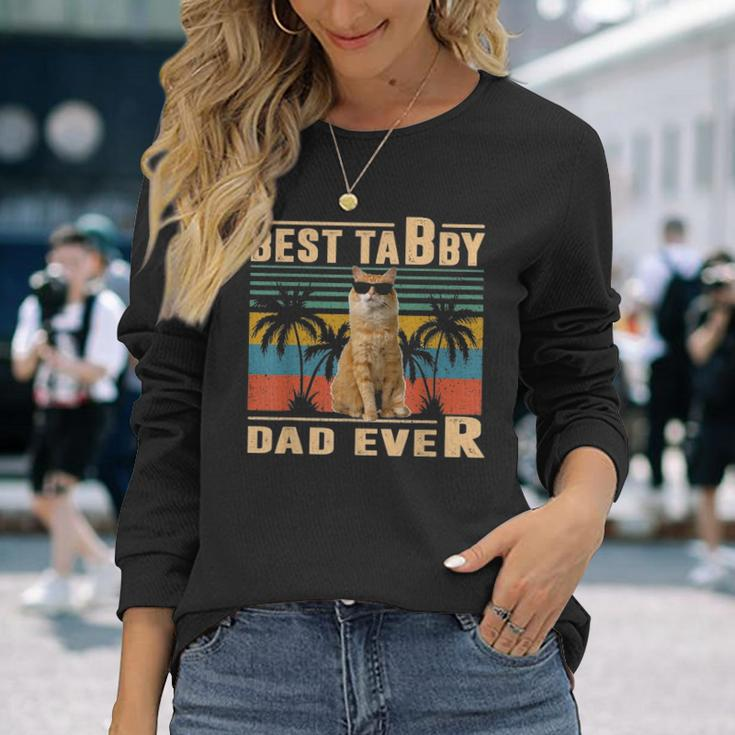 Vintage Best Cat Dad Ever Tabby Fathers Day dy Long Sleeve T-Shirt Gifts for Her