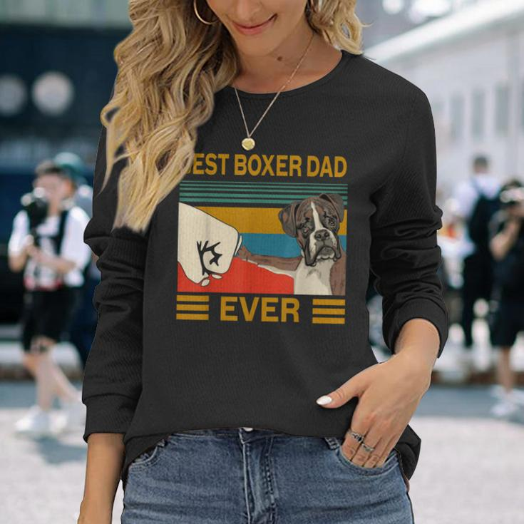 Vintage Best Dog Boxer Dad Ever Bump Fit Long Sleeve T-Shirt Gifts for Her