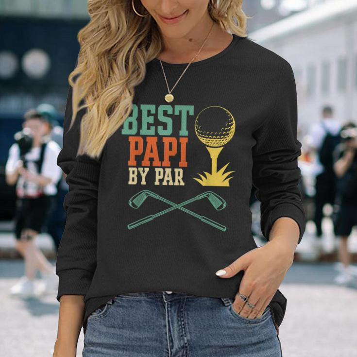 Vintage Best Papi By Par Disc Golf Dad Fathers Papa Long Sleeve T-Shirt Gifts for Her