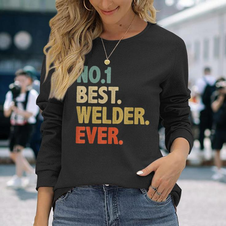 Vintage Best Welder Dad Ever Fathers Day Long Sleeve T-Shirt Gifts for Her