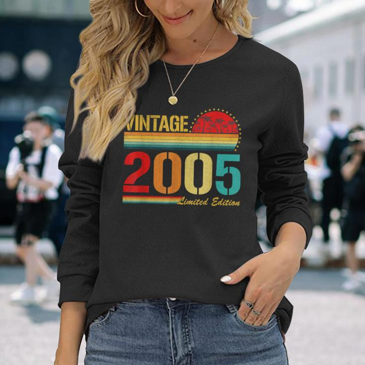Vintage Born In 2005 Birthday Year Party Wedding Anniversary Long Sleeve T-Shirt Gifts for Her