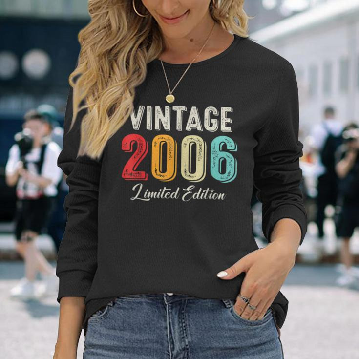 Vintage Born In 2006 Birthday Year Party Wedding Anniversary Long Sleeve T-Shirt Gifts for Her