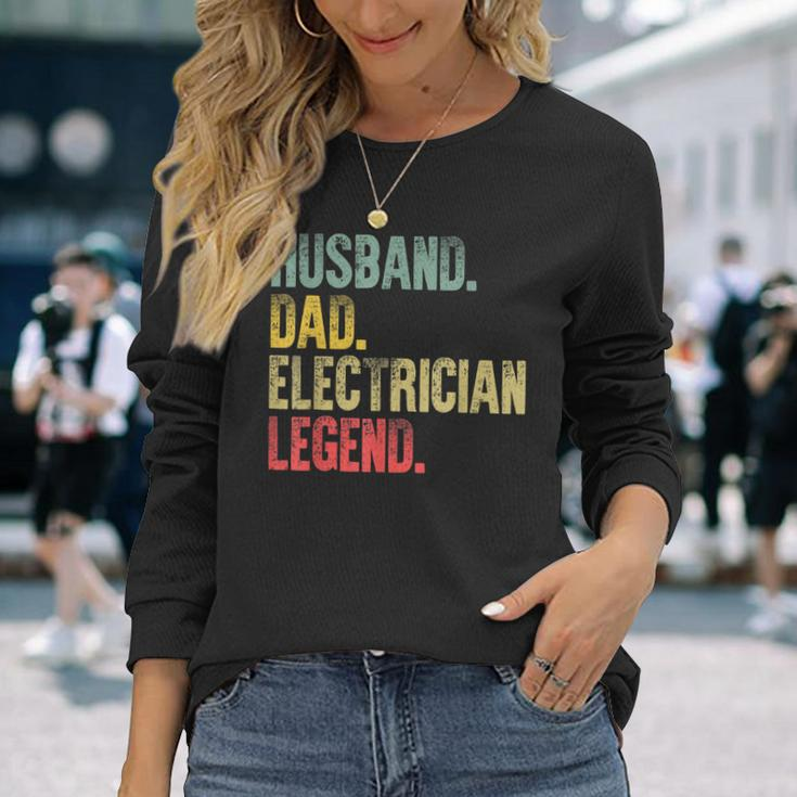 Vintage Husband Dad Electrician Legend Retro Long Sleeve T-Shirt Gifts for Her