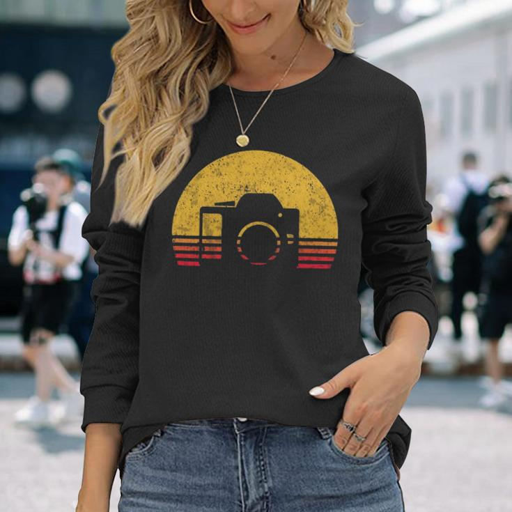 Vintage Retro Sunset Camera Photographer Long Sleeve T-Shirt Gifts for Her